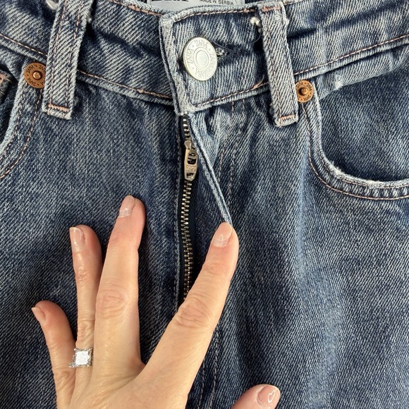 Zara Sz 0 Jeans Wide Leg Raw Hem High Waisted Rise Light Wash Women's Baggy - Picture 6 of 13